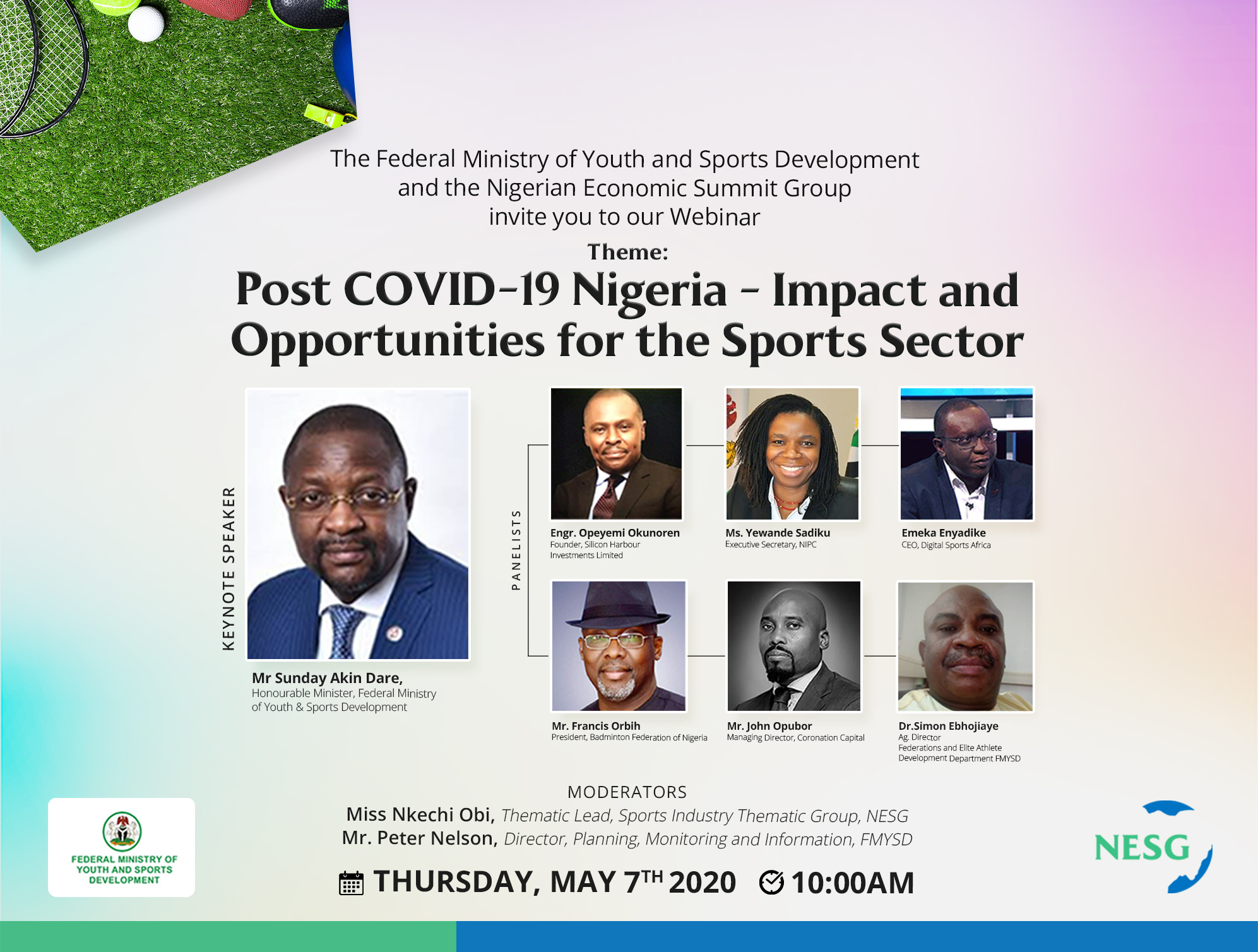 A Webinar on the Sports Industry in a post COVID-19 Nigeria, The Nigerian Economic Summit Group, The NESG, think-tank, think, tank, nigeria, policy, nesg, africa, number one think in africa, best think in nigeria, the best think tank in africa, top 10 think tanks in nigeria, think tank nigeria, economy, business, PPD, public, private, dialogue, Nigeria, Nigeria PPD, NIGERIA, PPD